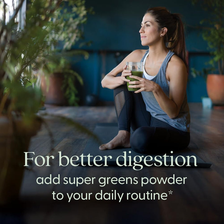 New Chapter All-Flora Digestive Super Greens Powder for Gut Health - Clinical-Strength Digestive Enzymes + USDA Organic Chlorella, Spirulina, Fermented Greens – Delicious &amp; 100% Vegan, 30 Servings