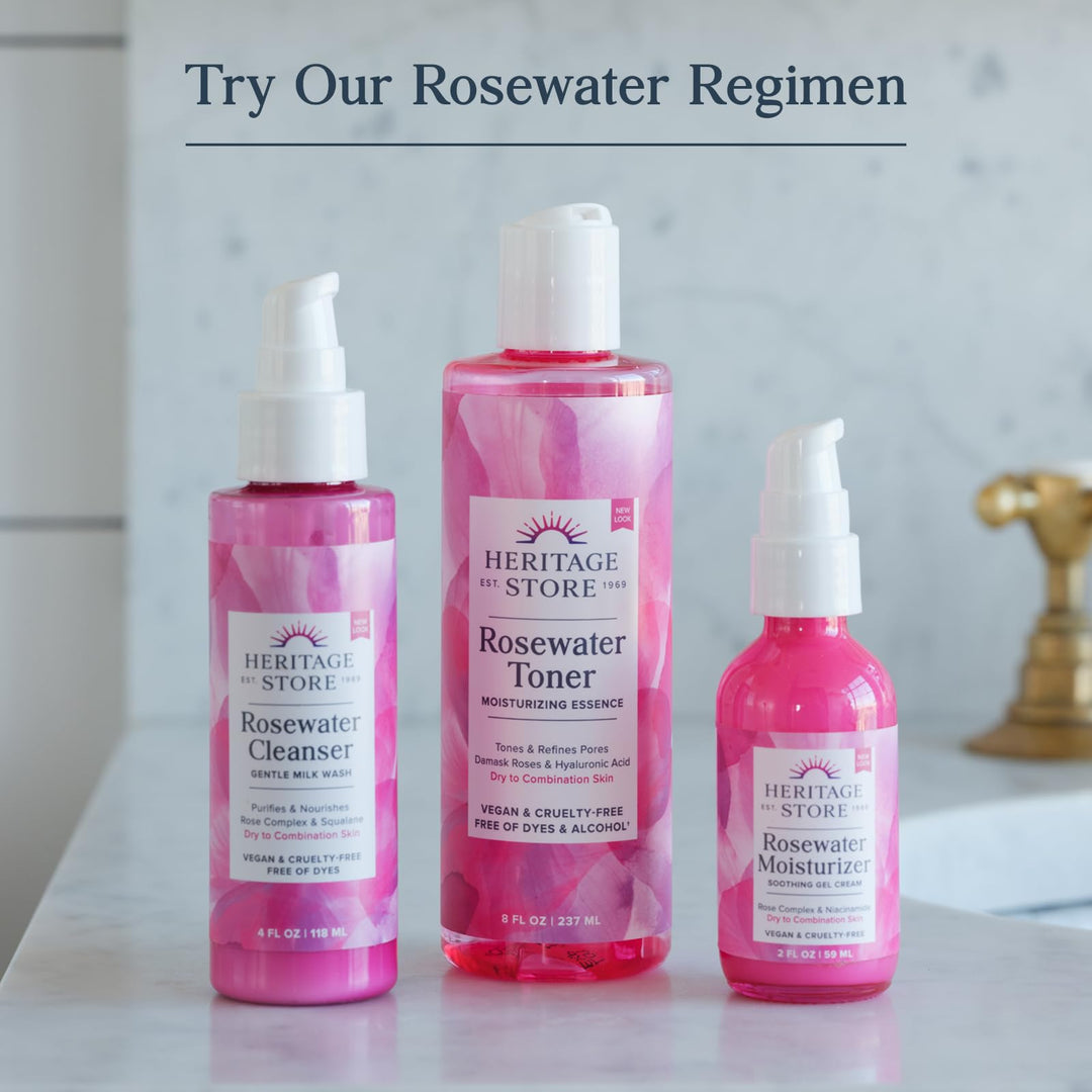 HERITAGE STORE Rosewater Concentrate - Aromatherapy Essence w/Damask Rose - Add Water for a Hydrating Face Mist or Blend Into Unscented Beauty Products - Hypoallergenic, Vegan, 60-Day Guarantee, 2oz