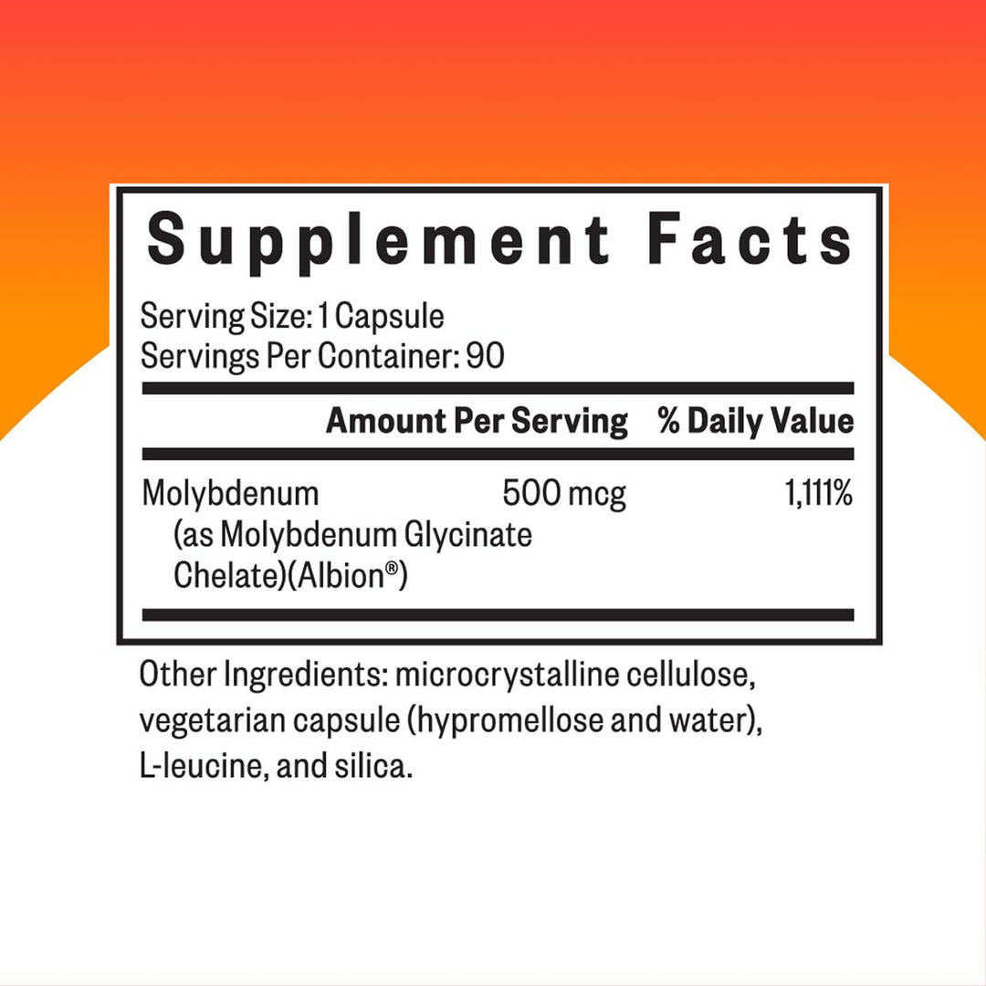 Seeking Health Molybdenum - Supplement with Molybdenum Glycinate Chelate - Supplement Supports Sulfite Metabolism &amp; Cellular Health - Vegetarian and Vegan Capsules - The Oasis of Health