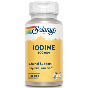 Solaray Iodine 500 mcg, Iodine Supplement for Healthy Adrenal and Thyroid Support, Energy, Metabolism, and Focus, Potassium Iodide, Vegan, 60-Day Money-Back Guarantee, 30 Servings, 30 VegCaps
