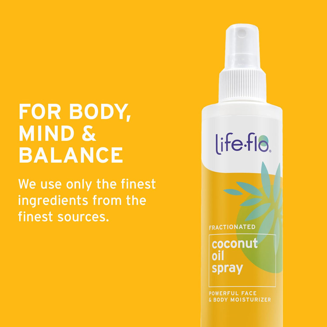 LifeFlo Fractionated Coconut Oil Spray - Liquid Coconut Oil for Skin, Hair and Nails, Lightweight Face Oil, Body Moisturizer, Cuticle Oil, Hypoallergenic, 60-Day Guarantee, Not Tested on Animals, 8oz