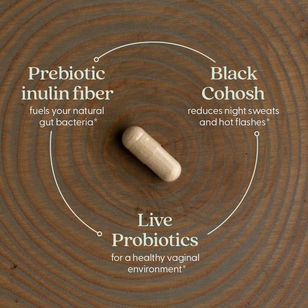 New Chapter All-Flora Probiotic Menopause Balance, Ultra-Concentrated Probiotics for Women with Black Cohosh for Menopause Hot Flashes, 100% Vegan, 30 Vegan Capsules