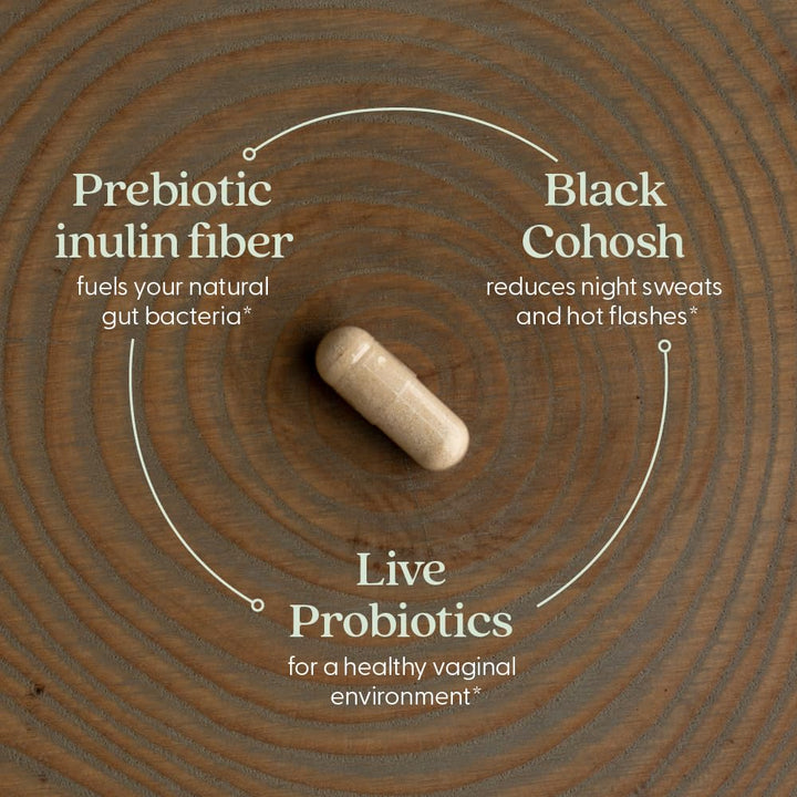 New Chapter All-Flora Probiotic Menopause Balance, Ultra-Concentrated Probiotics for Women with Black Cohosh for Menopause Hot Flashes, 100% Vegan, 30 Vegan Capsules