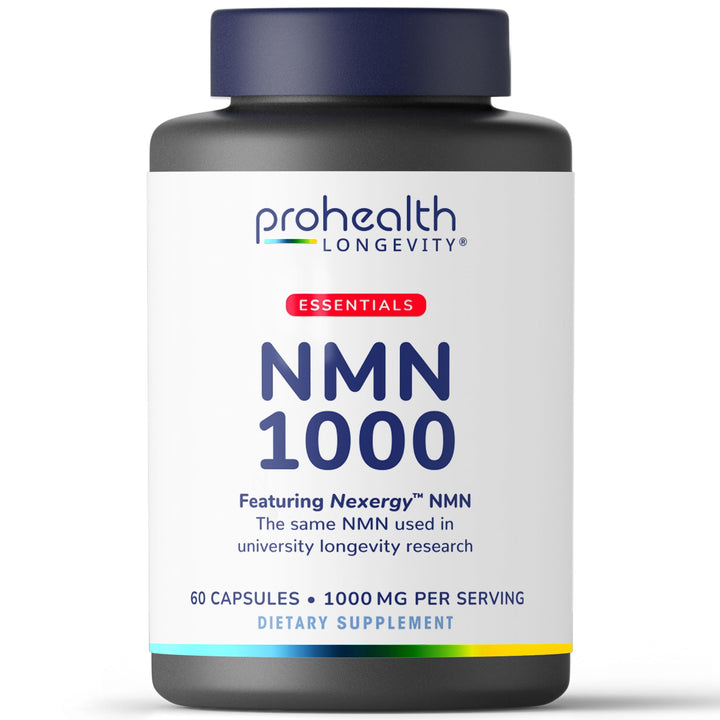 ProHealth Longevity Essentials NMN 1000 (1000mg per Serving, 60 Capsules) - Featuring Nexergy NMN 1000mg Supplement, NAD+ Precursor, Dietary Supplement, Cellular Health, Metabolism Support