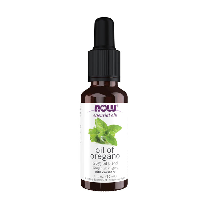 NOW Essential Oils, Oil of Oregano, 25% Blend of Pure Oregano Oil in Pure Olive Oil, Comforting Aromatherapy Scent, Steam Distilled, Vegan, Child Resistant Cap, 1-Ounce