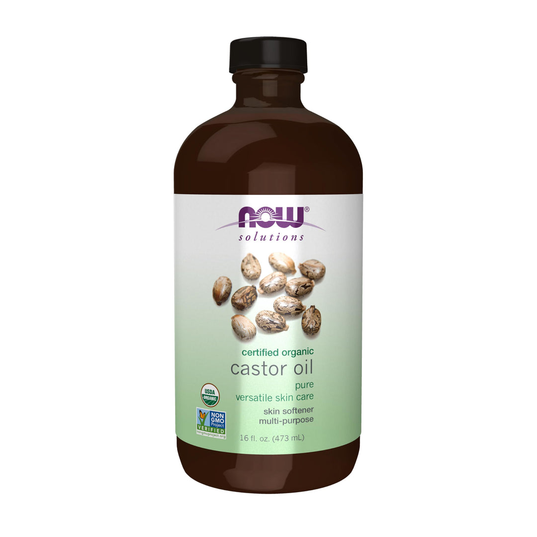 NOW Solutions, Organic Castor Oil, 100% Pure Versatile Skin Care, Multi-Purpose Skin Softener, 16-Ounce