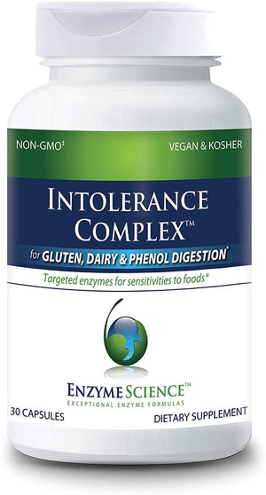 Enzyme Science Intolerance Complex, 30 Capsules Comprehensive Support for Common Digestive Sensitivities Gluten, Casein, Phenol Sensitivities, and Complex Carbohydrates Intolerance Relief