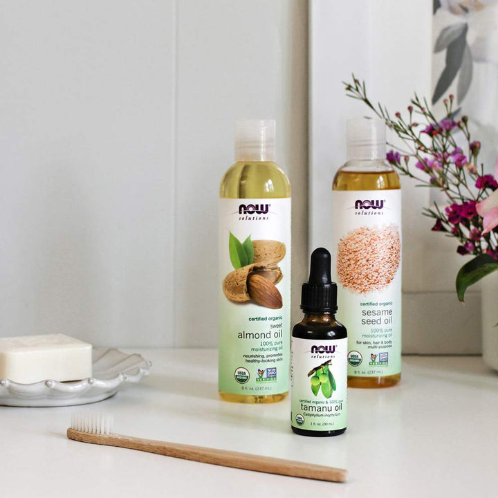 NOW Foods Solutions, Organic Tamanu Oil, Certified Organic and 100% Pure, Promotes Hydration and Rejuvenation, 1-Ounce