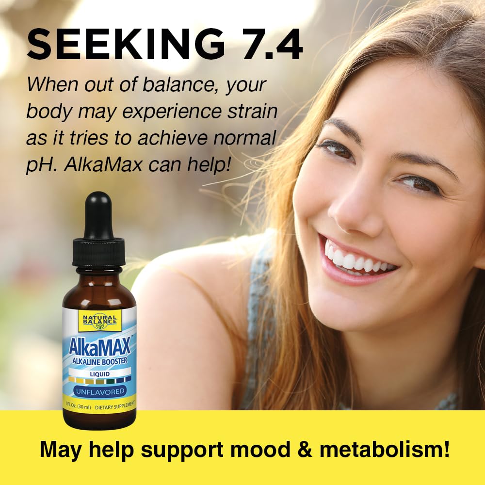 Natural Balance Alkamax Alkaline Booster - Alkaline Water Drops, Liquid pH Balancing Drops for Drinking Water or Beverages, Helps Neutralize Acids for Men &amp; Women, Mineral Formula - 1 Fl Oz Bottle