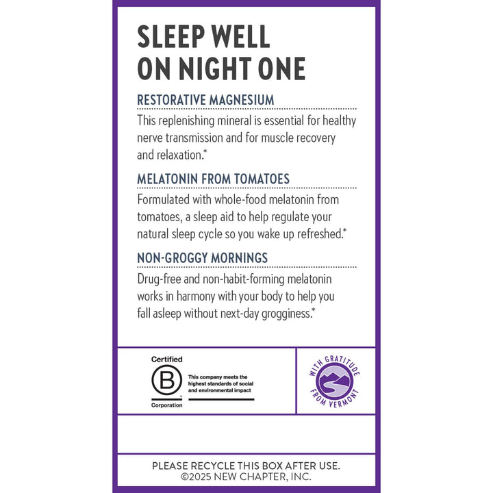 New Chapter Magnesium + Plant-Based Melatonin Supplement, with 2.5X Better Absorption Magnesium Glycinate &amp; Non-GMO Melatonin 1 mg from Tomato – Sleep Aid &amp; Muscle Relaxation* - 60 Tablets