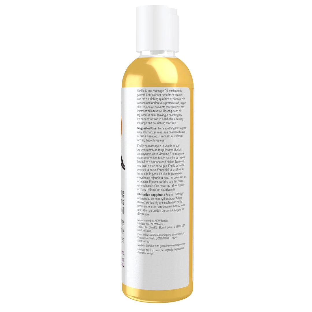 NOW Solutions, Refreshing Vanilla Citrus Massage Oil, Skin Rejuvenating Blend, Supple Skin, 8-Ounce