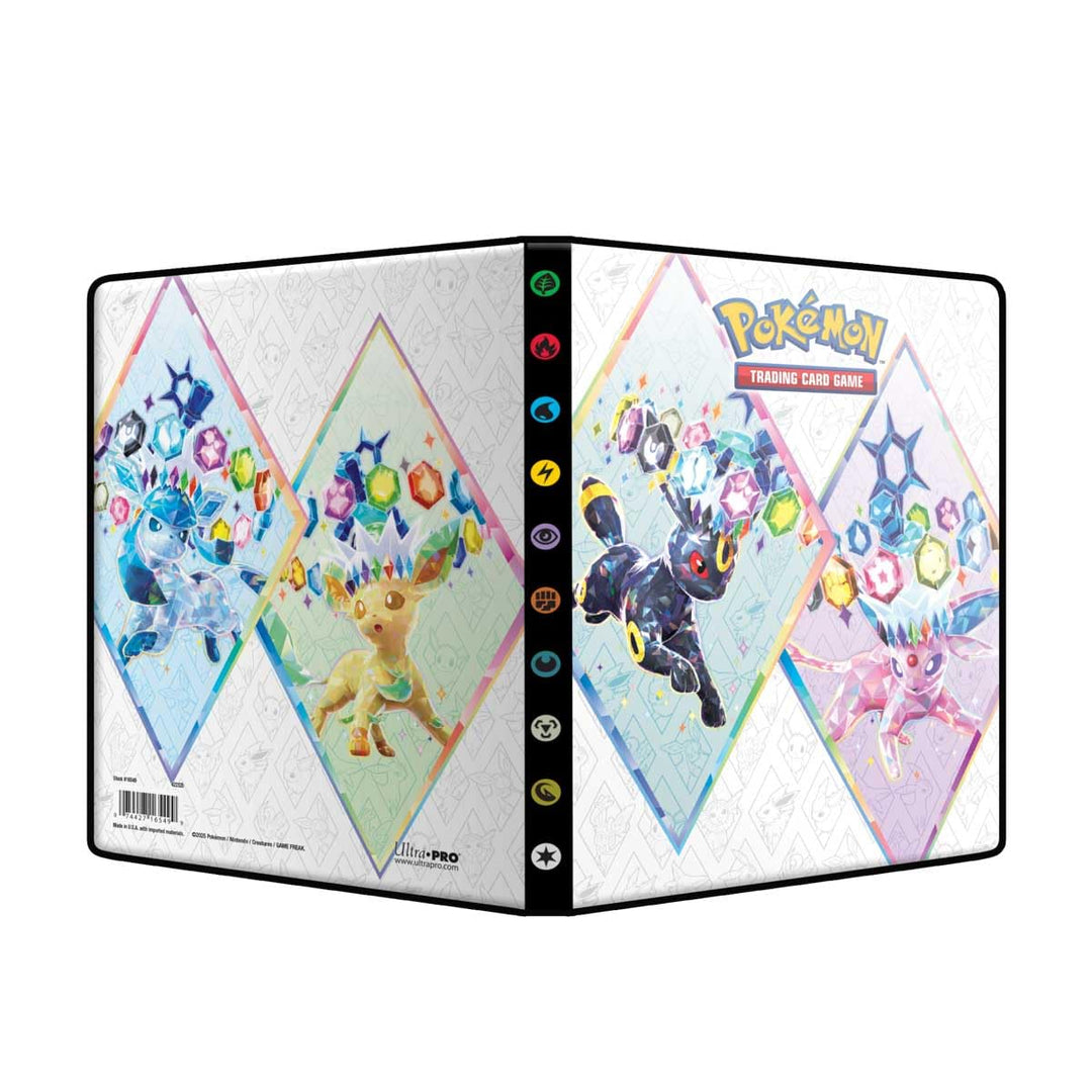 Ultra PRO Scarlet &amp; Violet 4-Pocket Portfolio for Pokémon Cards - Vibrant Terestallized Espeon, Umbreon, Glaceon, Leafeon - Holds 80 Pokemon Cards or Standard Size Cards + 4 Oversized Cards