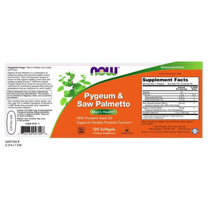 Now Foods Pygeum & Saw Palmetto 120 Softgels - 4729 - The Oasis of Health