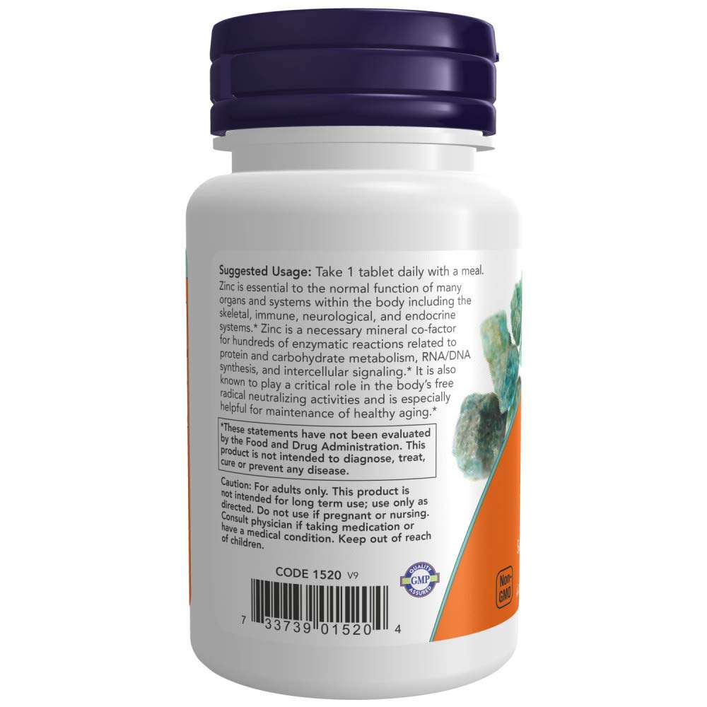 Now Foods Zinc 50mg 100 Tablets - 1520 - 2 Pack