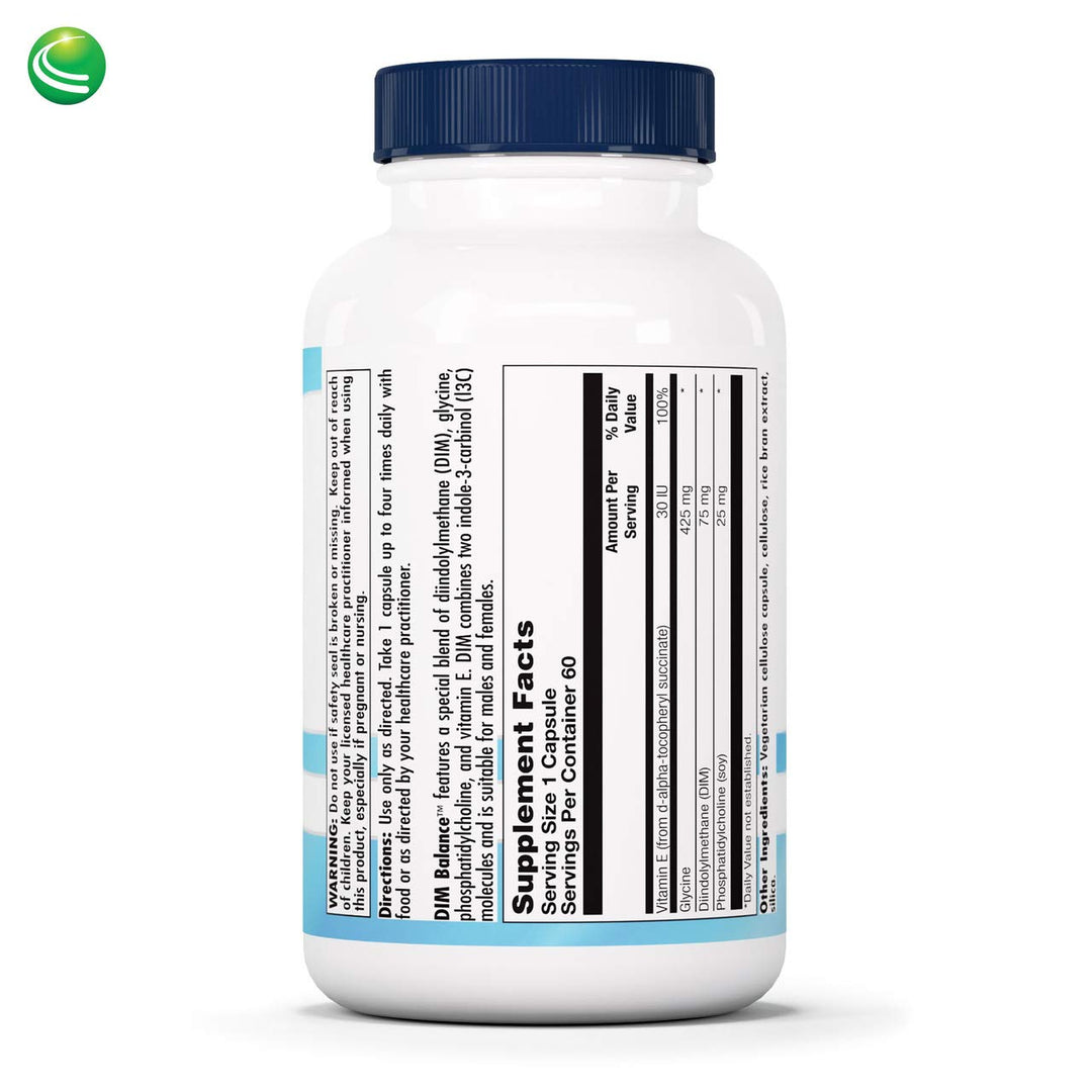 Nutra BioGenesis - DIM Balance - DIM Supplement with Diindolylmethane, Glycine, and Phosphatidylcholine - 60 Capsules