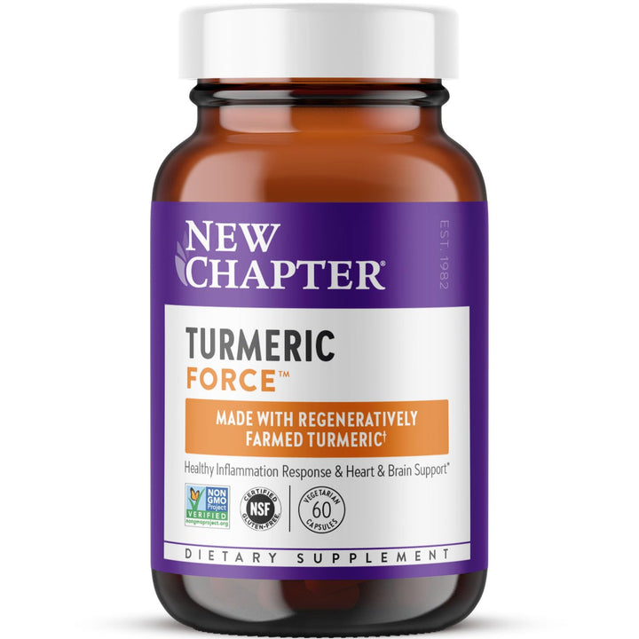 New Chapter Turmeric Supplement, One Daily, Heart, Brain &amp; Healthy Inflammation Support, Supercritical Turmeric Curcumin Means No Black Pepper Needed, Non-GMO, Gluten Free – 60 Count (2 Month Supply)
