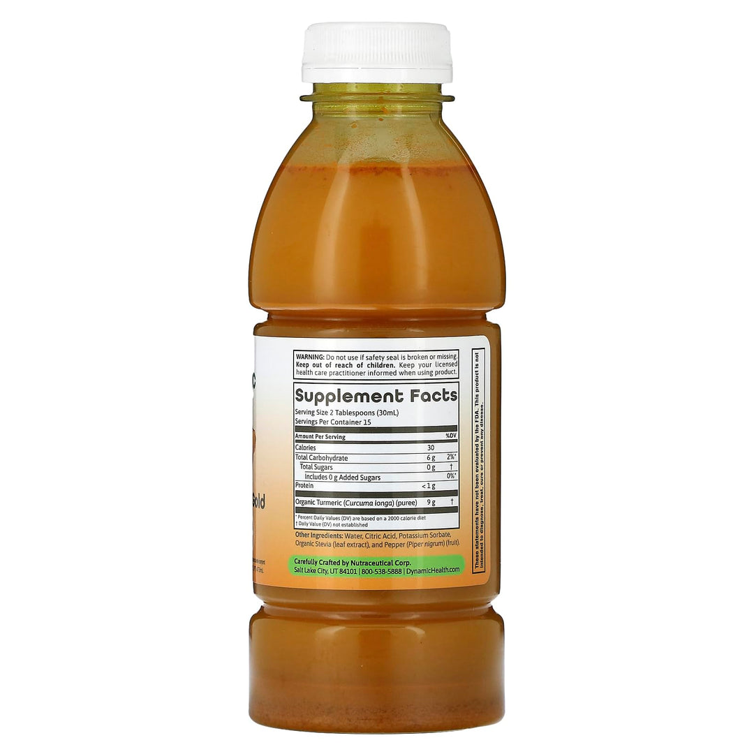 Dynamic Health Turmeric Gold, Turmeric 100% Juice, No Additives, Joint Support, Vegan, Gluten Free, Non-GMO, 16 oz