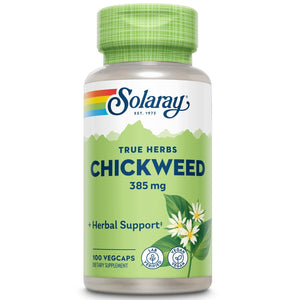 SOLARAY Chickweed 385 mg | Herbal Supplement | Healthy Digestion, Skin & Appetite Support | Non-GMO, Vegan & Lab Verified | 100 VegCaps | 01180