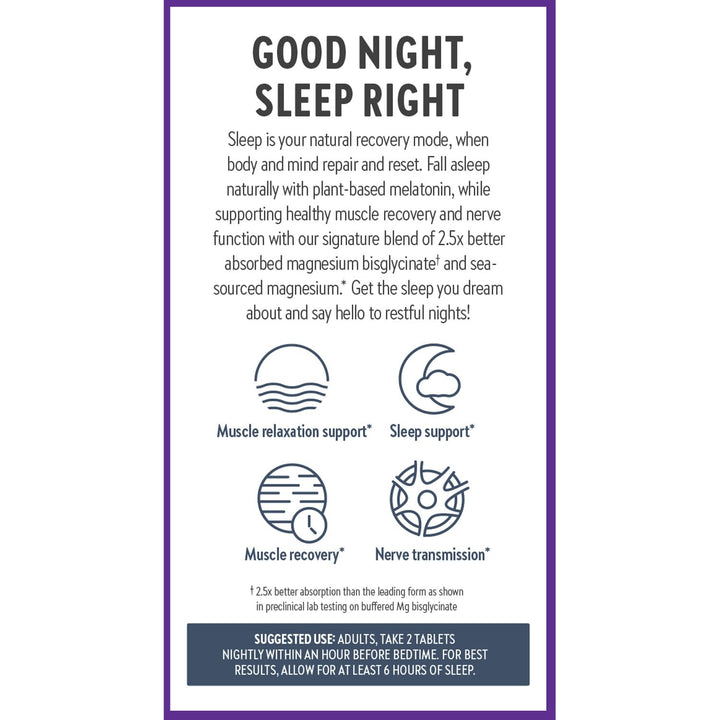 New Chapter Magnesium + Plant-Based Melatonin Supplement, with 2.5X Better Absorption Magnesium Glycinate &amp; Non-GMO Melatonin 1 mg from Tomato – Sleep Aid &amp; Muscle Relaxation* - 60 Tablets