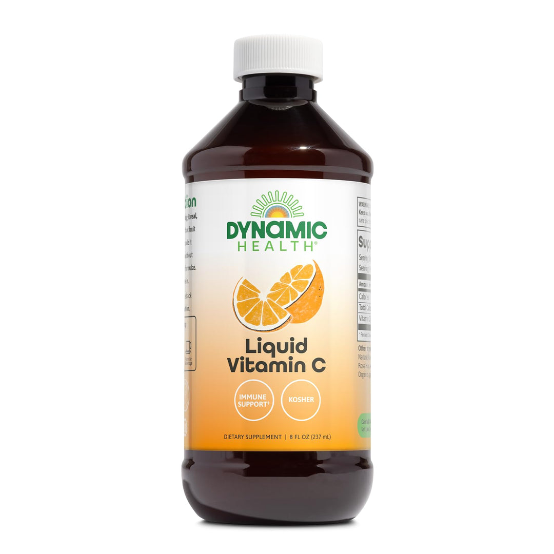 Dynamic Health Liquid Vitamin C Natural Citrus - 1000 mg per Serving, Liquid Supplement for Men and Women, with Bioflavonoids &amp; Rose Hips, Vegetarian &amp; Gluten Free - 8 fl oz