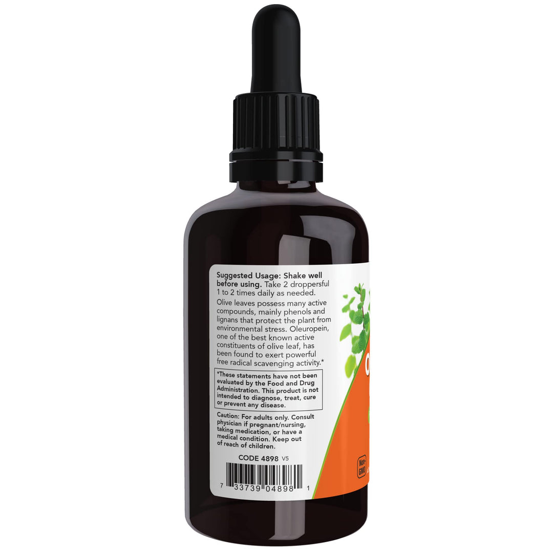 NOW Supplements, Olive Leaf Glycerite Liquid, 18% Oleuropein, Dropper Included, Free Radical Scavenger*, 2-Ounce (Pack of 2)
