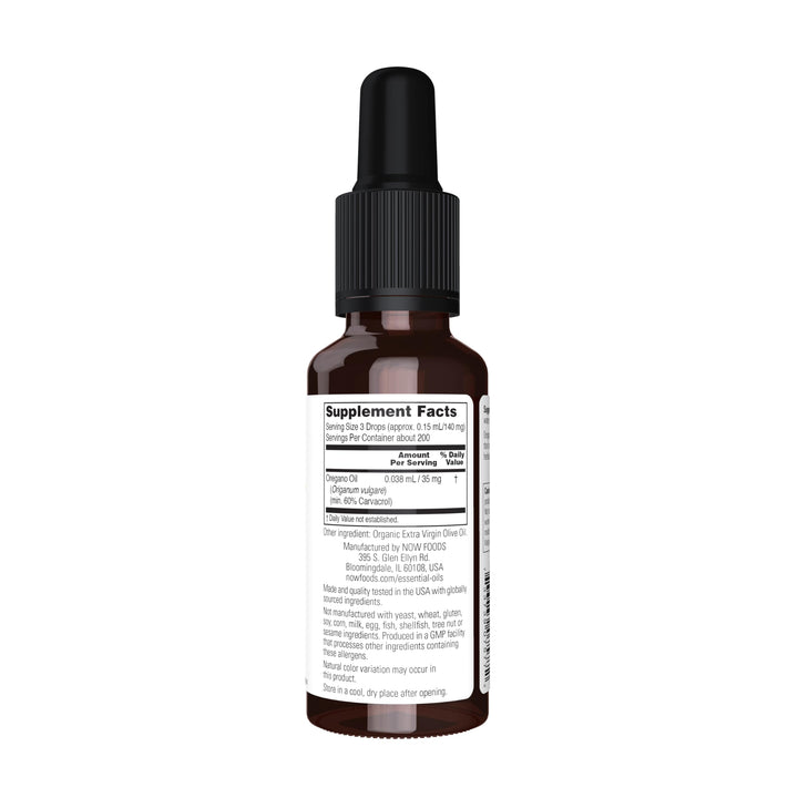 NOW Essential Oils, Oil of Oregano, 25% Blend of Pure Oregano Oil in Pure Olive Oil, Comforting Aromatherapy Scent, Steam Distilled, Vegan, Child Resistant Cap, 1-Ounce