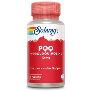 SOLARAY PQQ 10 mg, Pyrroloquinoline Quinone Supplement, Cellular, Heart & Cognitive Function Support, 30 VegCaps