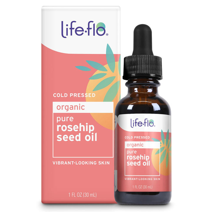 LIFE-FLO Pure Organic Rosehip Seed Oil, Hydrating Face Oil, Dry Skin Care, Cold Pressed from Organic Rose Hips, Rich in Fatty Acids and Vitamin A (Retinol), Hypoallergenic, 60-Day Guarantee, 1oz