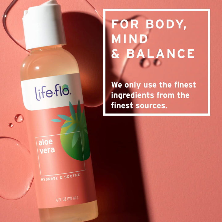 LIFE-FLO Aloe Vera, Soothing Moisture for Dry Skin Care, Calms Redness, Conditions &amp; Hydrates Skin with Organic Aloe Vera Juice, No Synthetic Thickeners or Fillers, 4 FL OZ