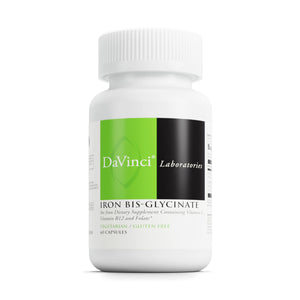 DaVinci Labs Iron Bis-Glycinate - Iron Supplement for Women or Men - Supports Hemoglobin Production, Energy and Menstrual Function* - With Vitamin C, and More - Gluten-Free - 60 Vegetarian Capsules