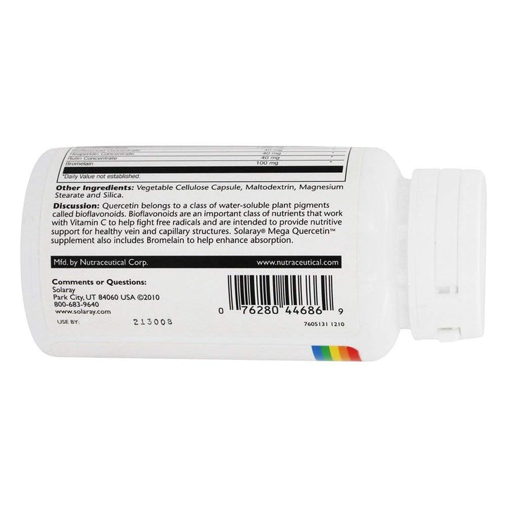 Solaray Mega Quercetin, Healthy Sinus &amp; Immune Support &amp; AMPK Activator, Rutin, Hesperidin &amp; Bromelain, 60 VegCaps