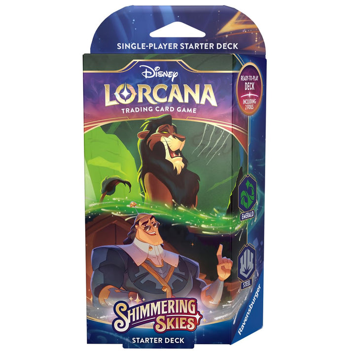Ravensburger Disney Lorcana TCG: Shimmering Skies - Emerald &amp; Steel Single-Player Starter Deck | Engaging Gameplay | Over 200 Original Disney Artworks | Ideal for Ages 8+