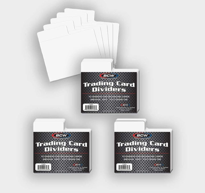 BCW Horizontal Trading Card Dividers - 30 ct | Archival Quality, Write-On Index Tab, 3 11/16 X 2 11/16 Inches | Fits Single Row Card Boxes| Card Collection Organizer Dividers
