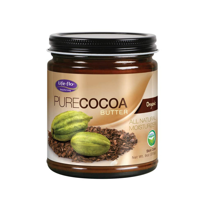 LIFE-FLO Pure Organic Cocoa Butter | Face &amp; Body Moisturizer for Dry Skin &amp; Scalp, Heels, Elbows, Stretch Marks | 9oz