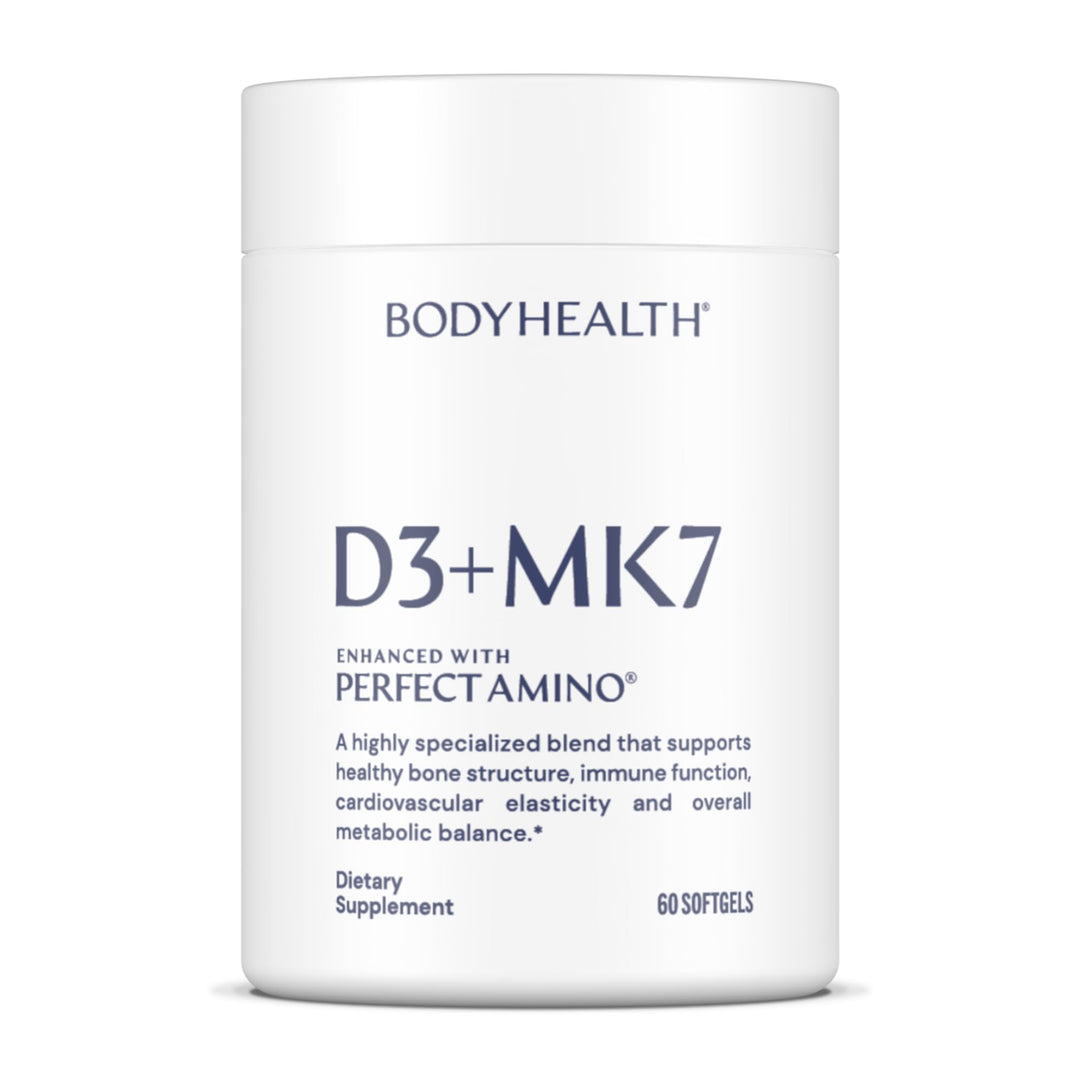 BodyHealth D3 + MK7 - Vitamin D3 5000IU, Vitamin K1, Vitamin K2 - Easy to Swallow Supplement, Supports Bone Strength &amp; Calcium Absorbtion* - 60 Softgels