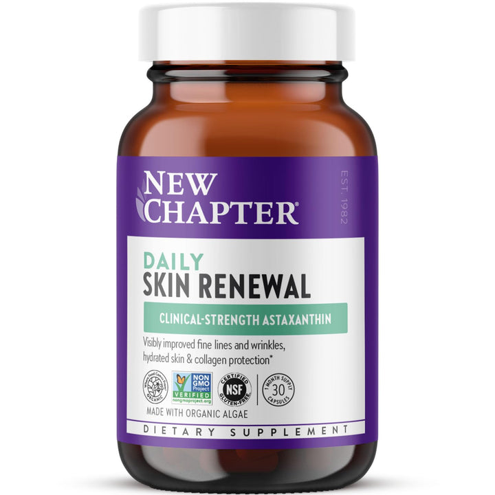 New Chapter Daily Skin Renewal Supplement, Clinical-Strength Astaxanthin for Youthful Skin Care + Collagen Protection with Vitamin C, Vitamin A, E &amp; Zinc - 30 Capsules