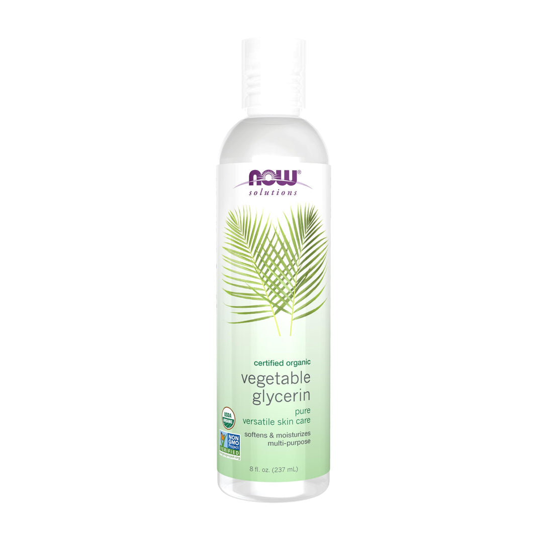 NOW Foods Solutions, Organic Vegetable Glycerin Oil, 100% Pure, Softening and Moisturizing Multi-Purpose Skin Care, 8-Ounce