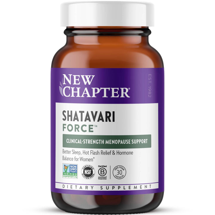 New Chapter Shatavari Supplement for Peri-Menopause &amp; Post-Menopause Support – 4X Concentrated Herb Shatavari Relieves Hot Flashes &amp; Night Sweats, Balances Women’s Hormones - Herbal Sleep Aid*, 30 ct