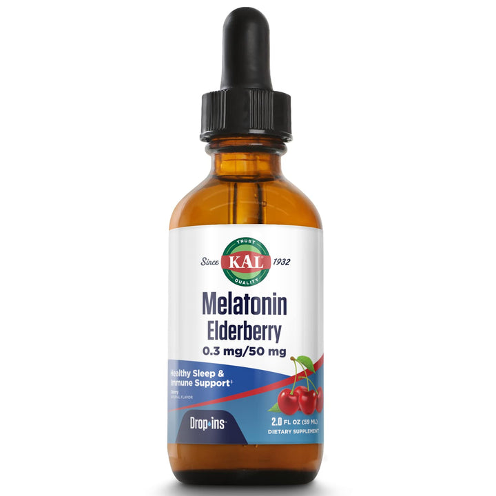 Kal 0.3 Mg Melatonin Cherry Elderberry Dropins, 2 Fluid Ounce