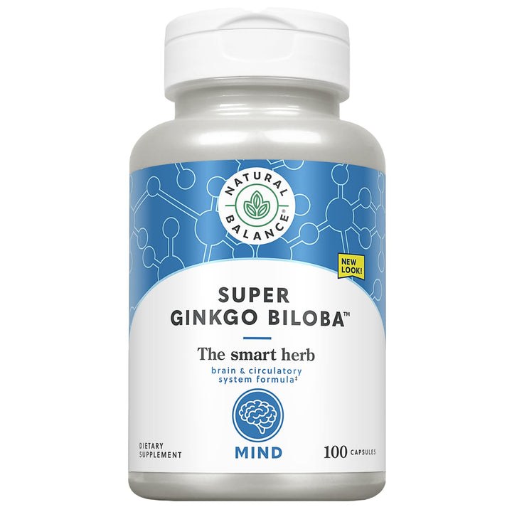 Natural Balance Super Ginkgo Biloba Plus | Brain &amp; Circulation Formula to Help Support Focus, Memory &amp; Blood Flow | with Gotu Kola | 100ct, 50 Serv.