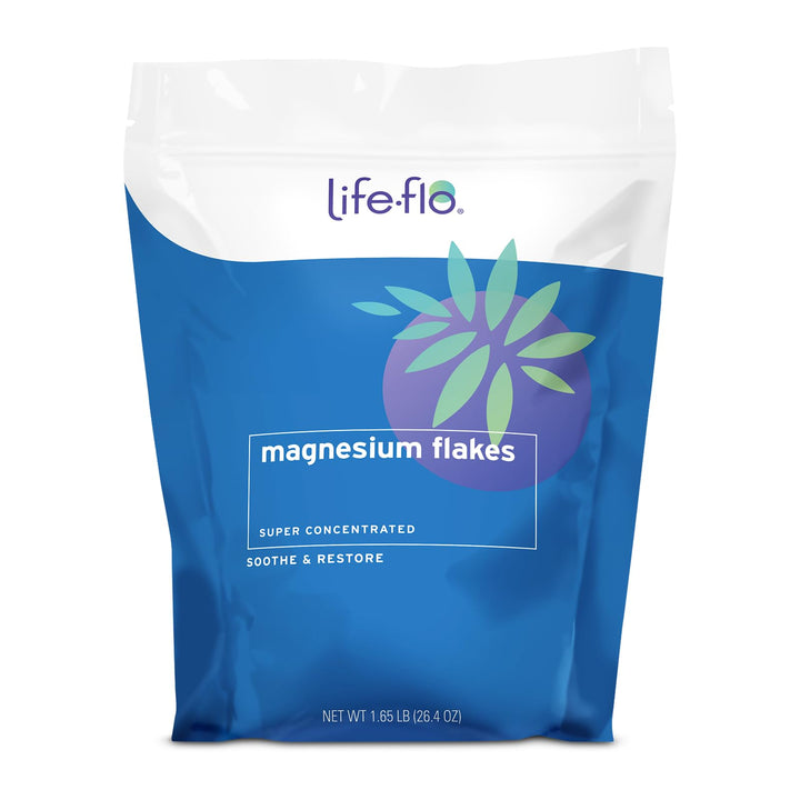 LIFE-FLO Magnesium Bath Flakes - Unscented Magnesium Flakes with Ancient Trace Minerals from the Zechstein Seabed - Epsom Salt Bath Soak Alternative or Relaxing Foot Soak - 60-Day Guarantee - 26.4oz