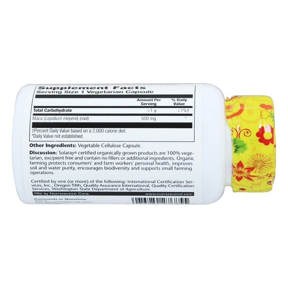 Solaray Organically Grown Maca Root -- 500 mg - 100 Vegetarian Capsules