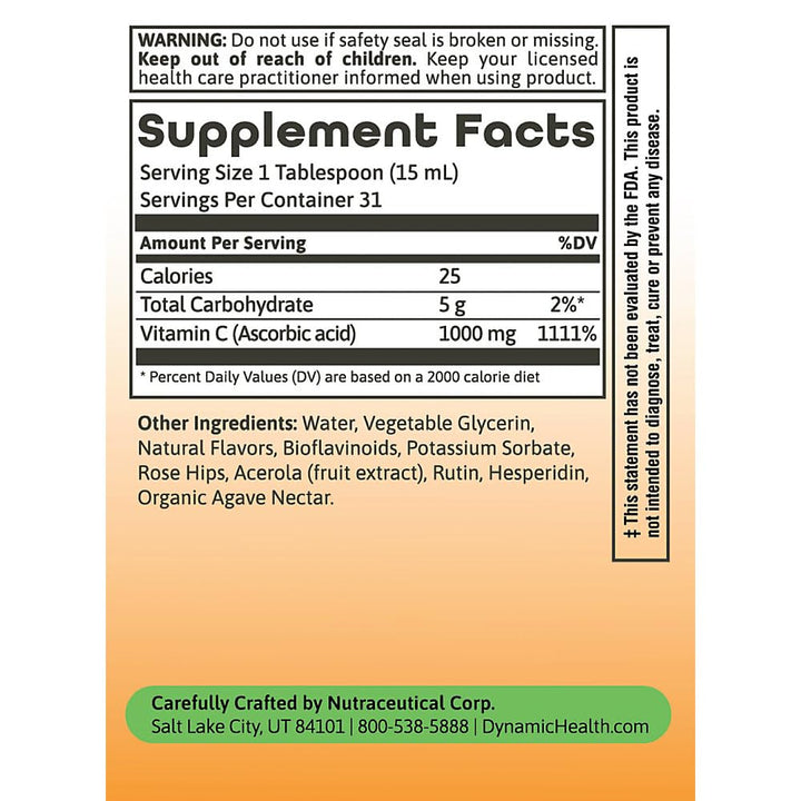 Dynamic Health Liquid Vitamin C - Reduced Bot : 10039: Liq, Citrus (Btl-Plastic) 1000mg 16oz
