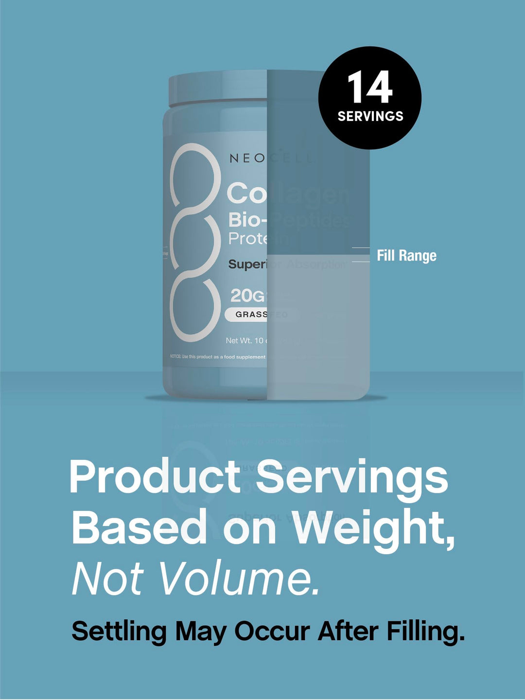 NeoCell Collagen Bio-Peptides Powder | 10oz | Super Hair, Skin, and Nails | Superior Absorption | Grassfed Protein Supplement | Advanced with 18 Essential Amino Acids