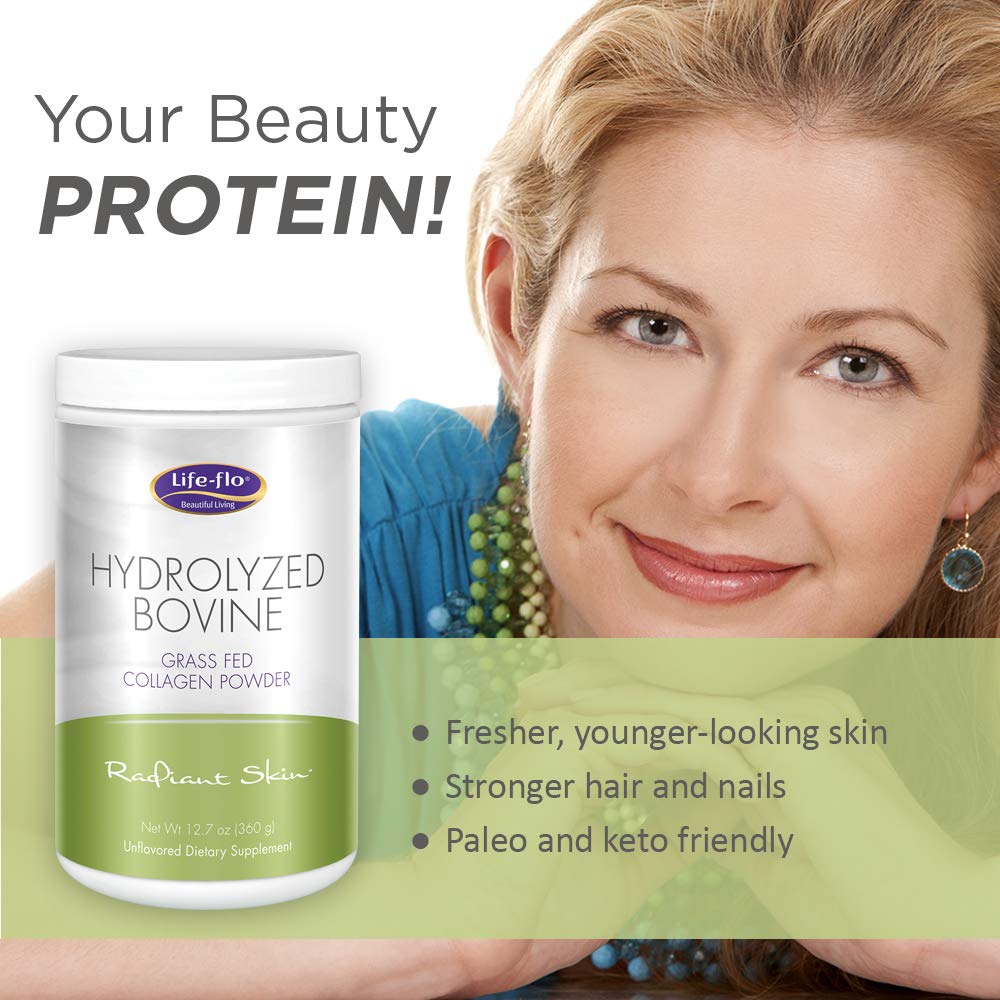 LifeFlo Hydrolyzed Bovine Collagen, Grass Fed | Supports Vibrant Skin &amp; Hair, Bone &amp; Joint Health | 12.7oz, 60 Serv.