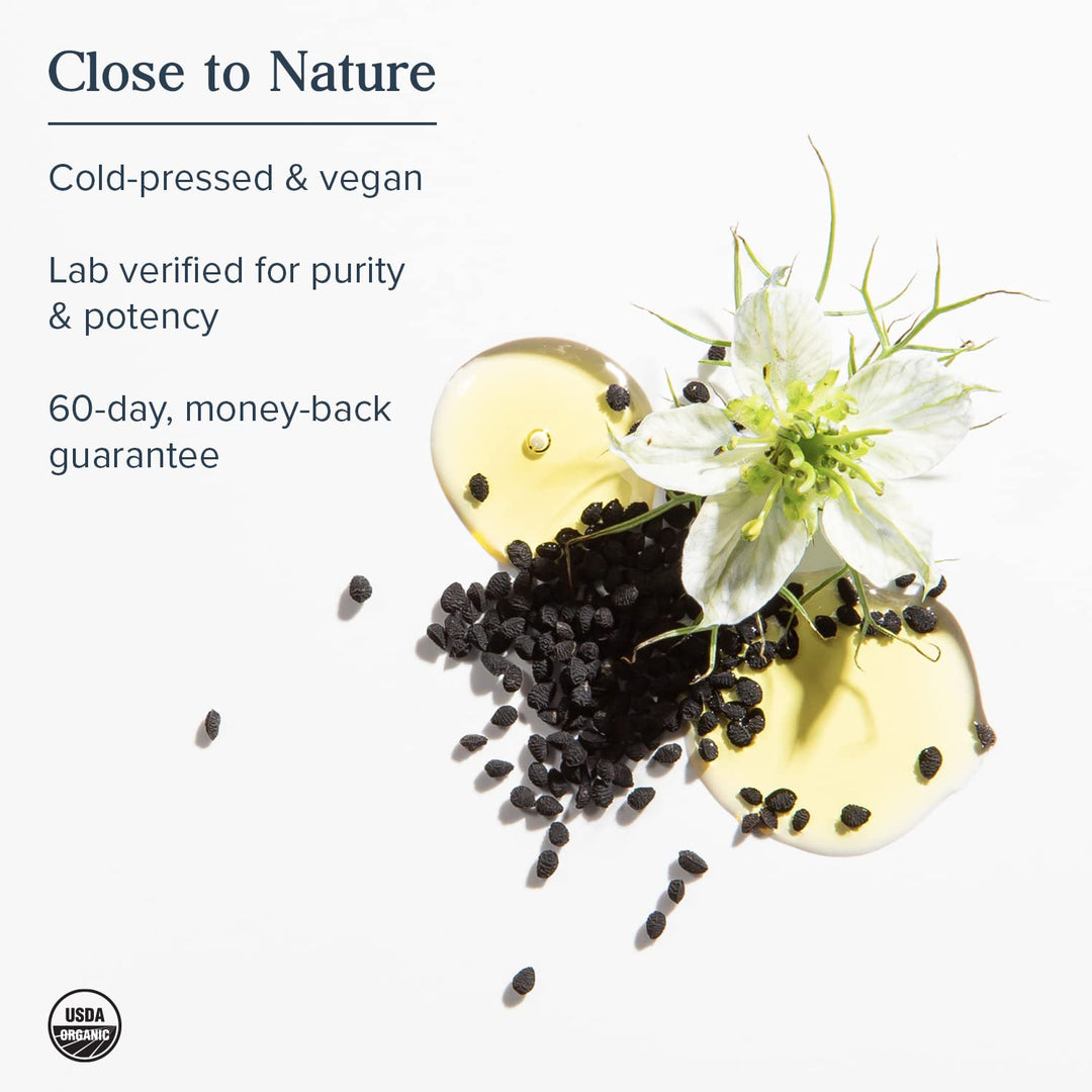 HERITAGE STORE Black Seed Oil Liquid Capsules 650mg, Nigella Sativa Oil Supplement with Thymoquinone, Omega 3 6 9, Antioxidant, Cholesterol, Digestive, Joint &amp; Immune Support*, Vegan, 45 Serv, 90ct