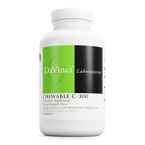 DaVinci Labs Chewable C-300 - Supplement to Support Immune Health, Cholesterol and Collagen Production - With Vitamin C, Pectin and More - Gluten-Free - Orange Pineapple Flavor - 90 Vegetarian Tablets