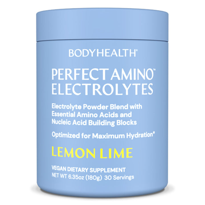 BodyHealth PerfectAmino Electrolyte Powder No Sugar, Hydration Fasting Keto Zero Sugar Electrolytes Drink Mix with Trace Minerals - Lemon Lime - 30 Servings