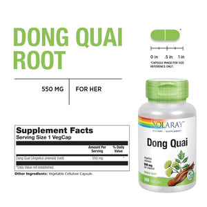 Solaray Dong Quai Root 550mg - 180 Vegan Capsules   01236 - The Oasis of Health