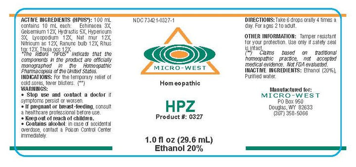 Nutri-West - HPZ (Homeopathic) - 1 oz - Supplement Facts panel